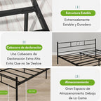 Base de Cama Matrimonial de Metal Negro con Cabecero