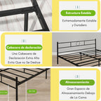 Base de Cama Individual de Metal Negro con Cabecero