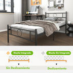 Base de Cama Individual de Metal Negro con Cabecero