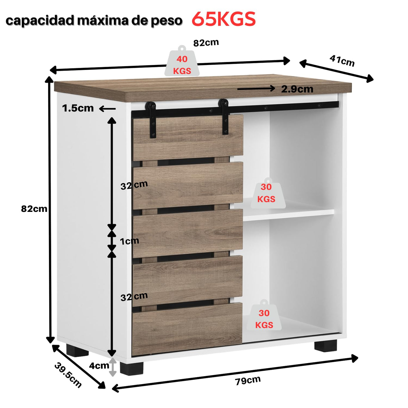 NUEVO Gabinete de Almacenamiento Madera para Modern 82CM FREESIA