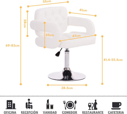Silla de Tocador Contemporánea de Altura Ajustable 360 Rotation Akigae