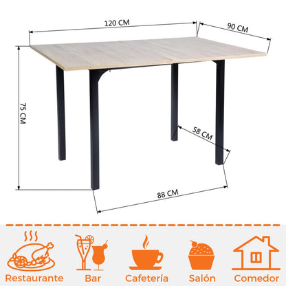 NEUVO Mesa de Comedor Extensible Rectangular: fácil de Abrir y Cerrar con Estructura metálica (Solo Mesa) MARLOWE
