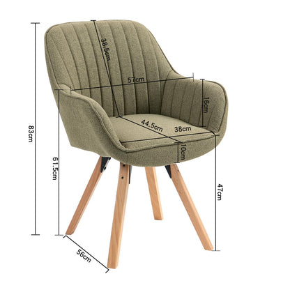 Sillón Individual Verde con Tapizado Silla de Comedor con Pata de Madera con Giro de 360°