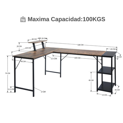 NUEVO 168CM Escritorio para Computadora en Forma de L Escritorio para Juegos de Computadora IBARRA PLUS 168CM