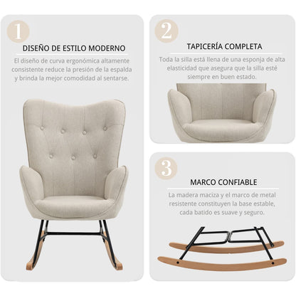 Mecedora Sillón Moderno Cómodo Sillón Reclinable Terciopelo EPPING