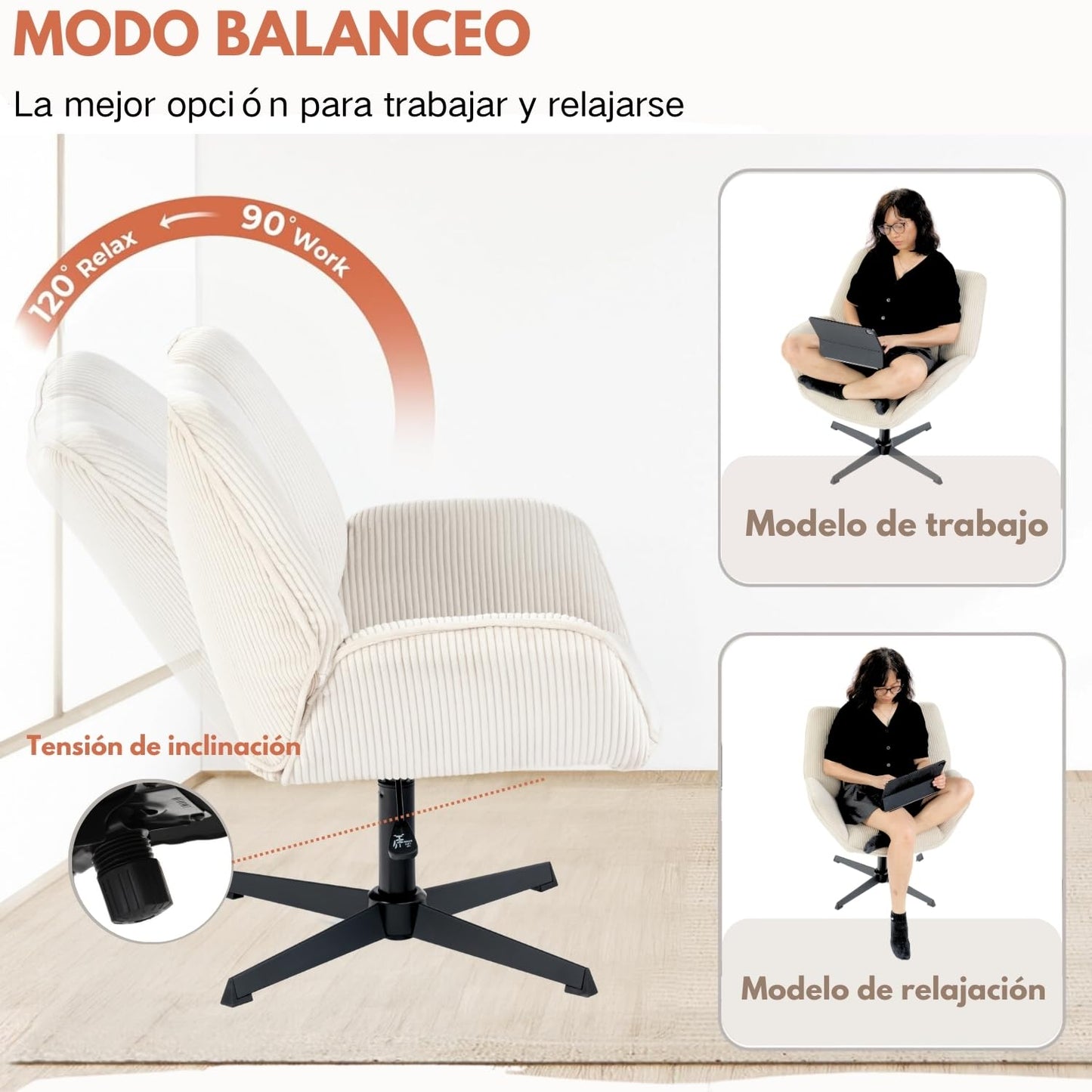 NUEVO Silla Sillón Individual Moderna en Altura Ajustable DUROTHIL Beige