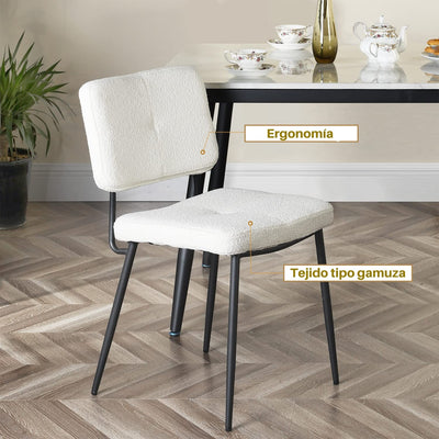 NUEVO Juego de 2 Sillas de Comedor con Tapizado Sherpa Beige KAROMI CREAM