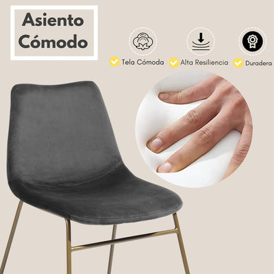 NUEVO Juego de 2 Sillas de Comedor de Terciopelo Sillas Moderno con Patas de Metal Dorado BATASSEL GOLD