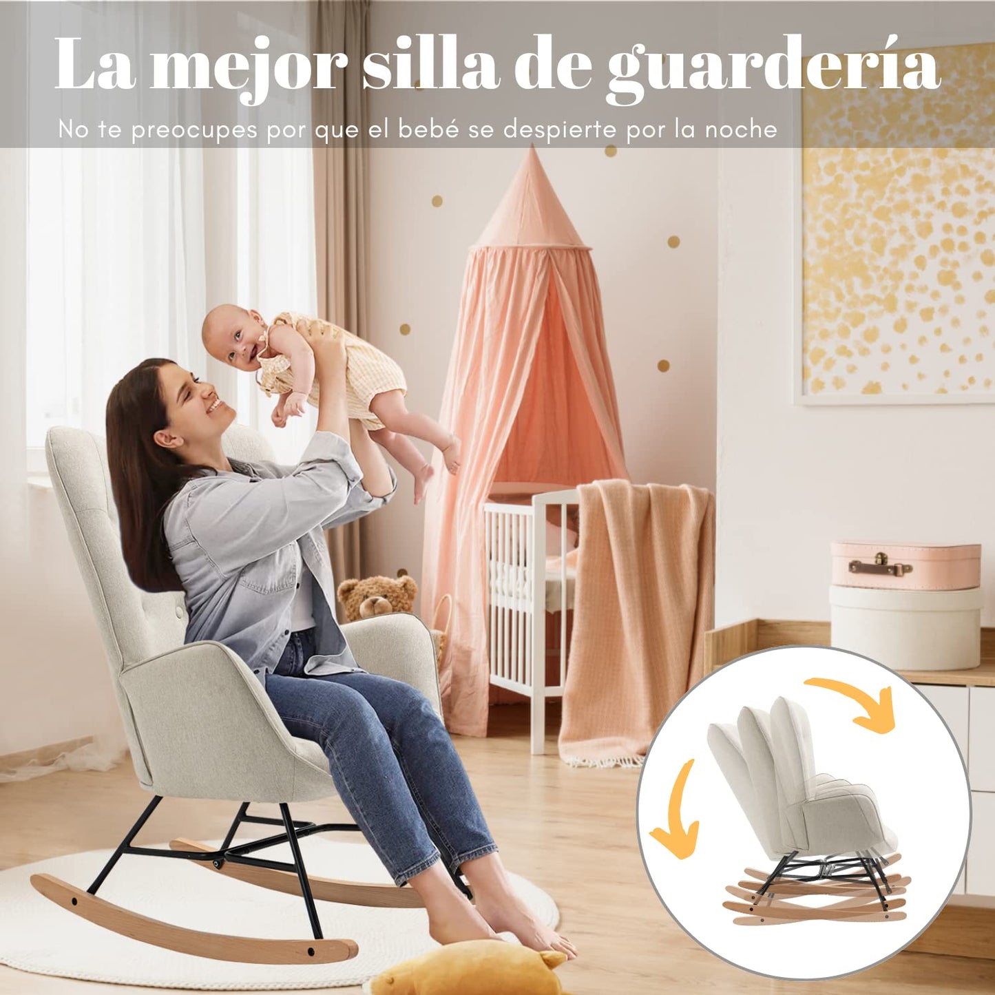 Mecedora Sillón Moderno Cómodo Sillón Reclinable Terciopelo EPPING