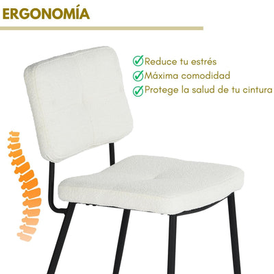 NUEVO Juego de 2 Sillas de Comedor con Tapizado Sherpa Beige KAROMI CREAM