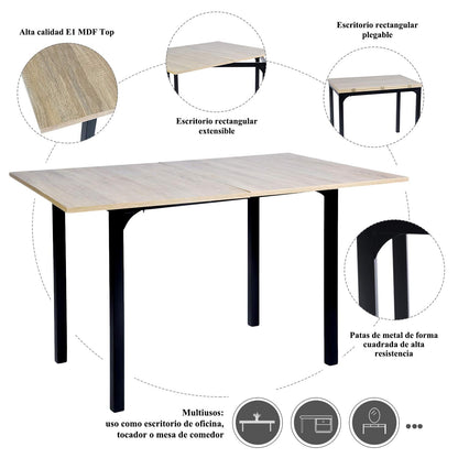 NEUVO Mesa de Comedor Extensible Rectangular: fácil de Abrir y Cerrar con Estructura metálica (Solo Mesa) MARLOWE