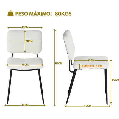 NUEVO Juego de 2 Sillas de Comedor con Tapizado Sherpa Beige KAROMI CREAM