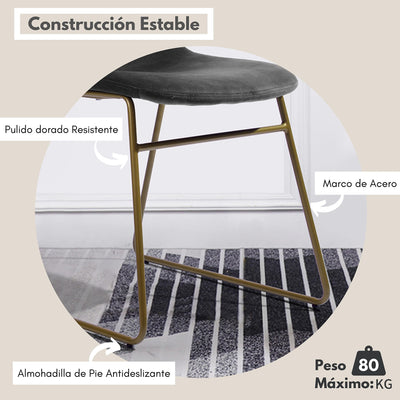 NUEVO Juego de 2 Sillas de Comedor de Terciopelo Sillas Moderno con Patas de Metal Dorado BATASSEL GOLD