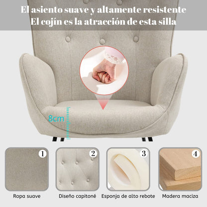 Mecedora Sillón Moderno Cómodo Sillón Reclinable Terciopelo EPPING