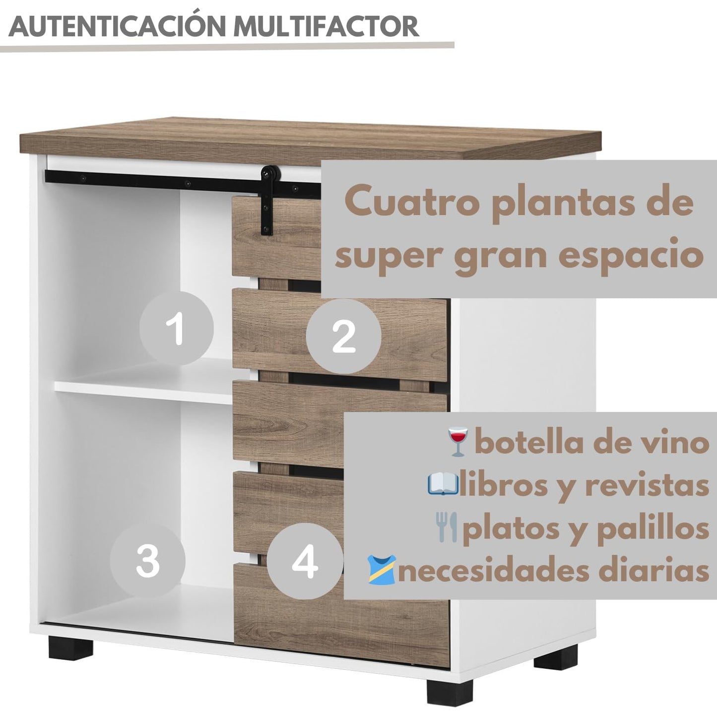 NUEVO Gabinete de Almacenamiento Madera para Modern 82CM FREESIA