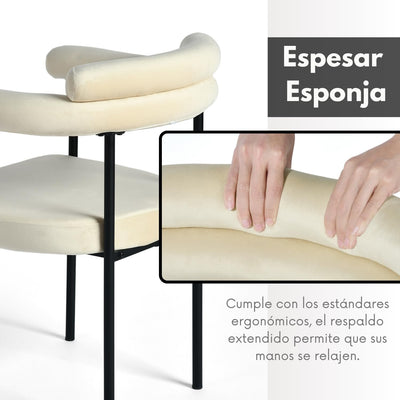 NUEVO Silla de Comedor Tapizadas Silla de Cocina con Respaldo Abierto y Brazos CAMILA Beige