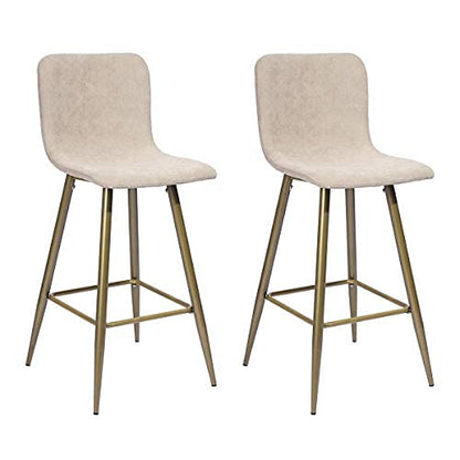 NUEVO Juego de 2 Taburetes de Bar con Respaldo de Terciopelo Beige Scargill
