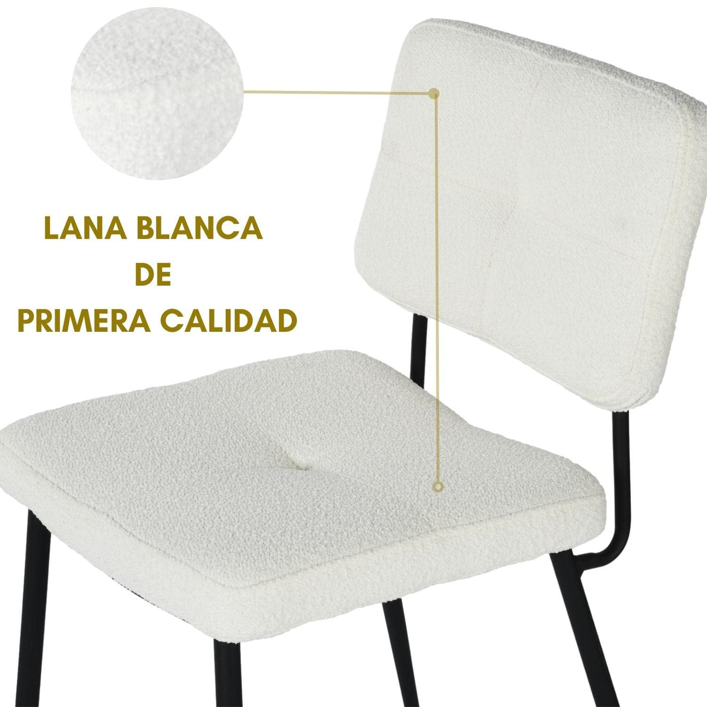 NUEVO Juego de 2 Sillas de Comedor con Tapizado Sherpa Beige KAROMI CREAM