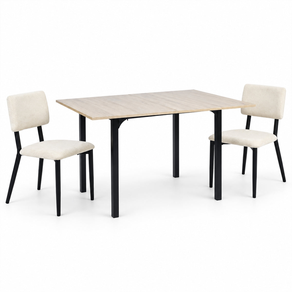 Juego de Comedor Extensible con 2 Sillas Beige