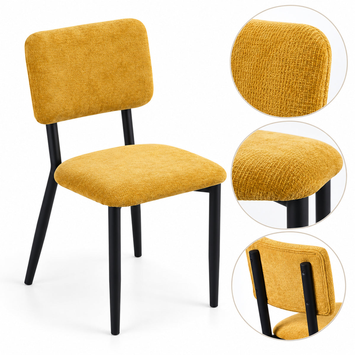 Juego de Comedor Extensible con 2 Sillas Mostaza